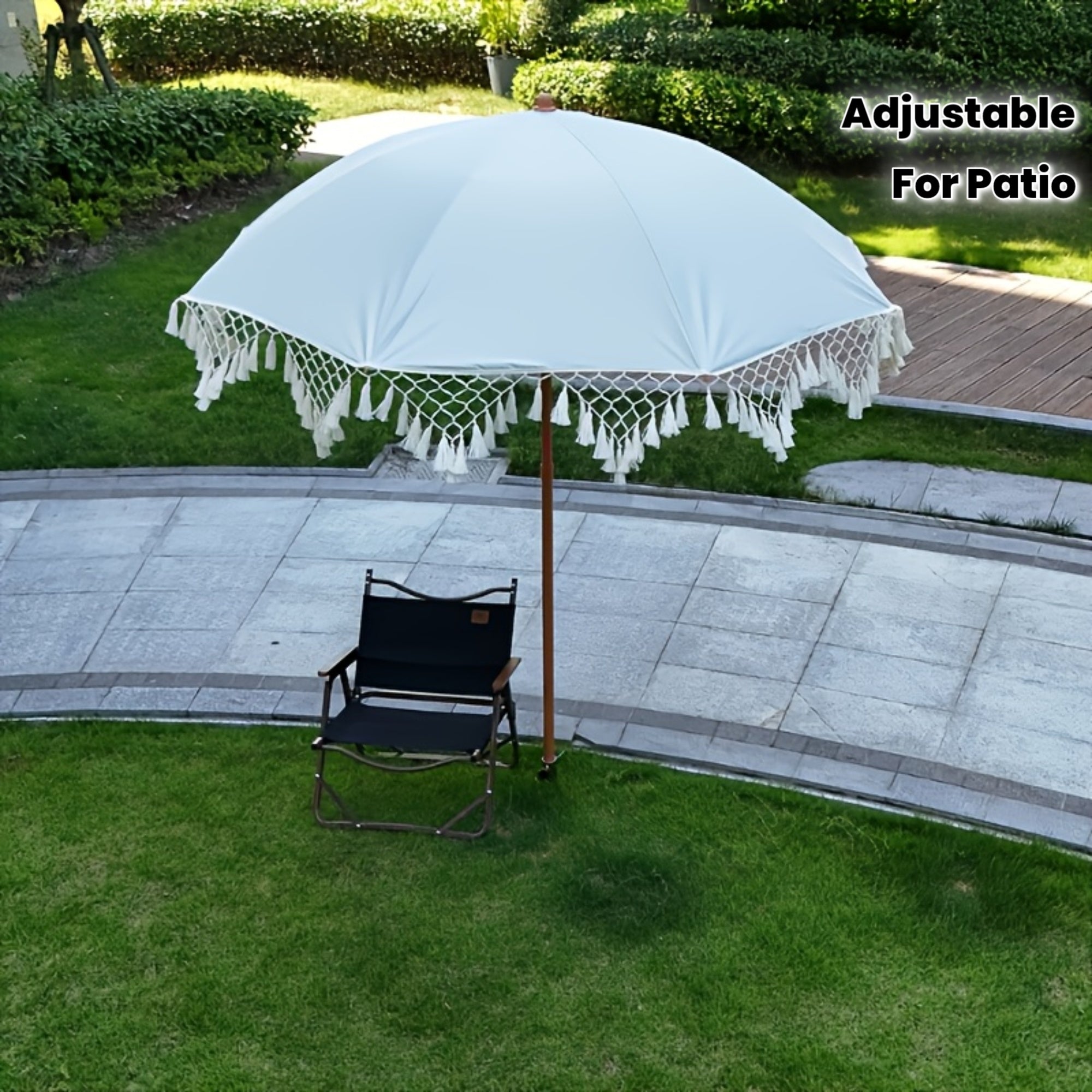 1 Bohemian Style Outdoor Sun Umbrella - Adjustable Height & Tilt Angle