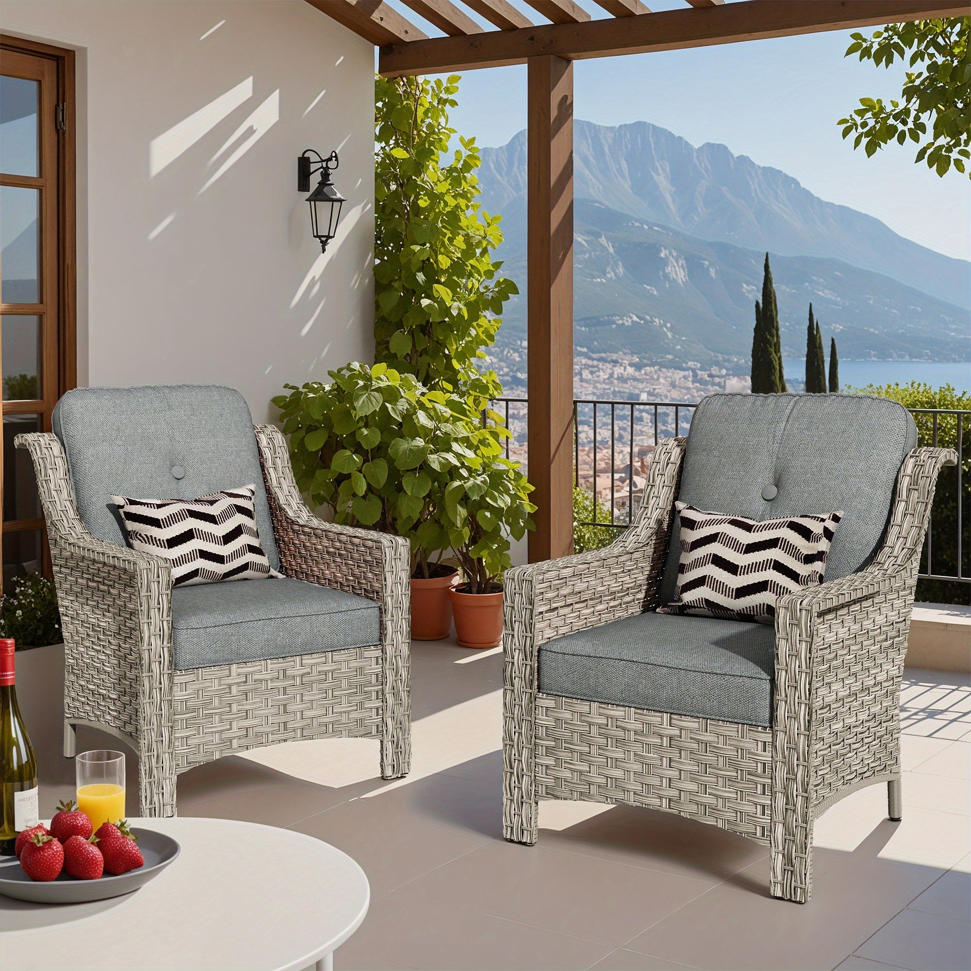 Premium PE Wicker & Steel Outdoor Patio Furniture Set with UV-Resistant Cushions