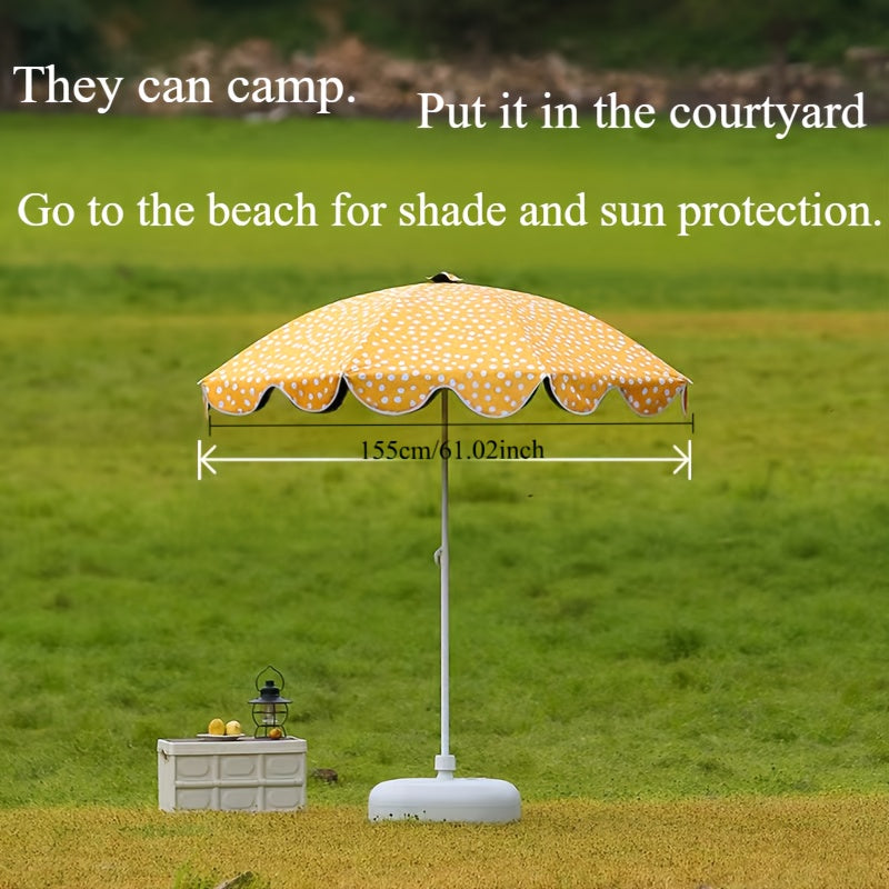 1 Portable Yellow and White Striped Sun Umbrella\u002FWindproof