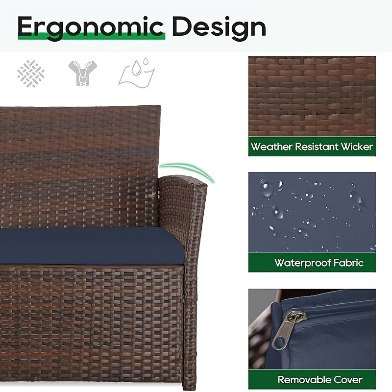 4pcs Rattan Sofa Set | Outdoor Furniture Conversation Set