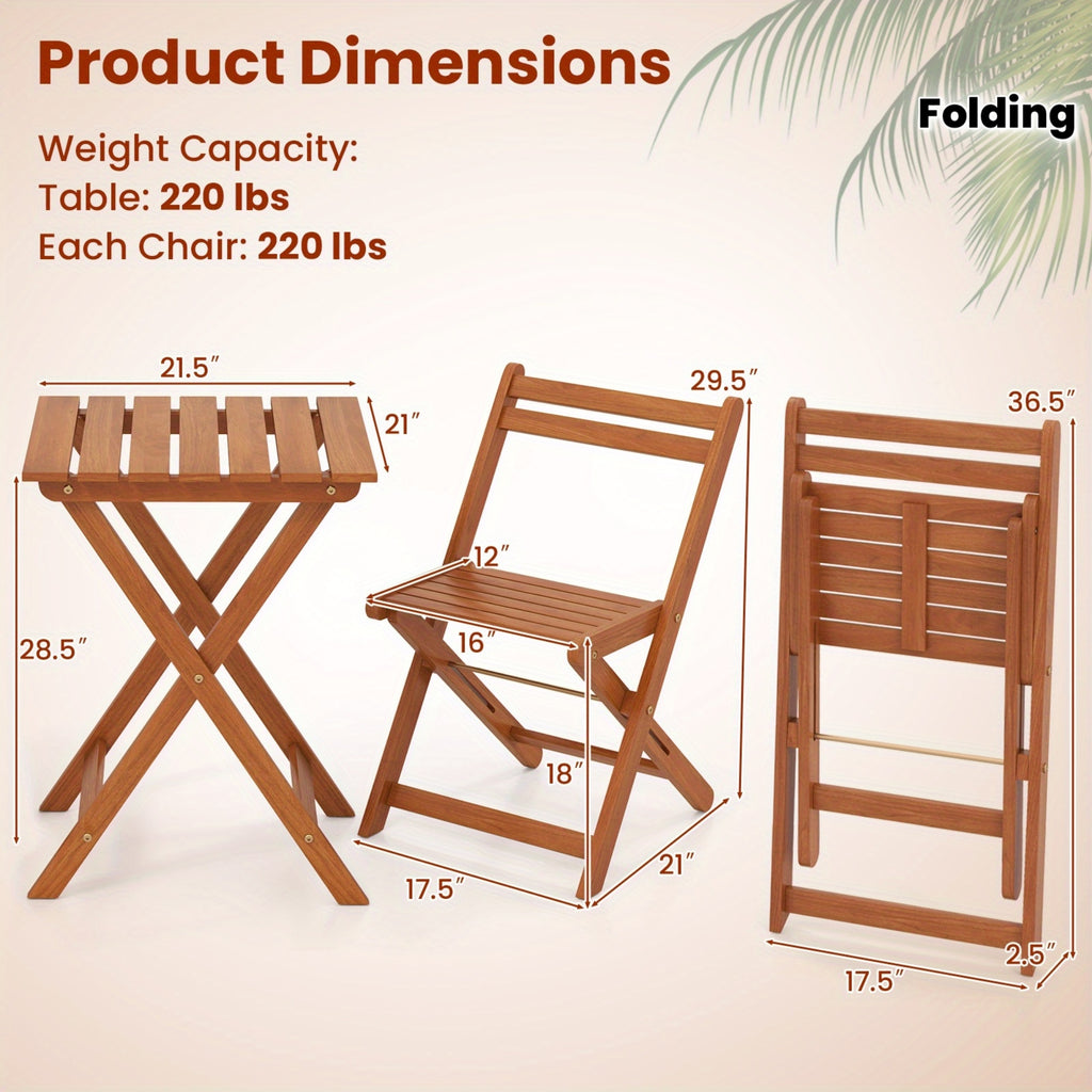 LIFEZEAL Outdoor Wood Bistro Set