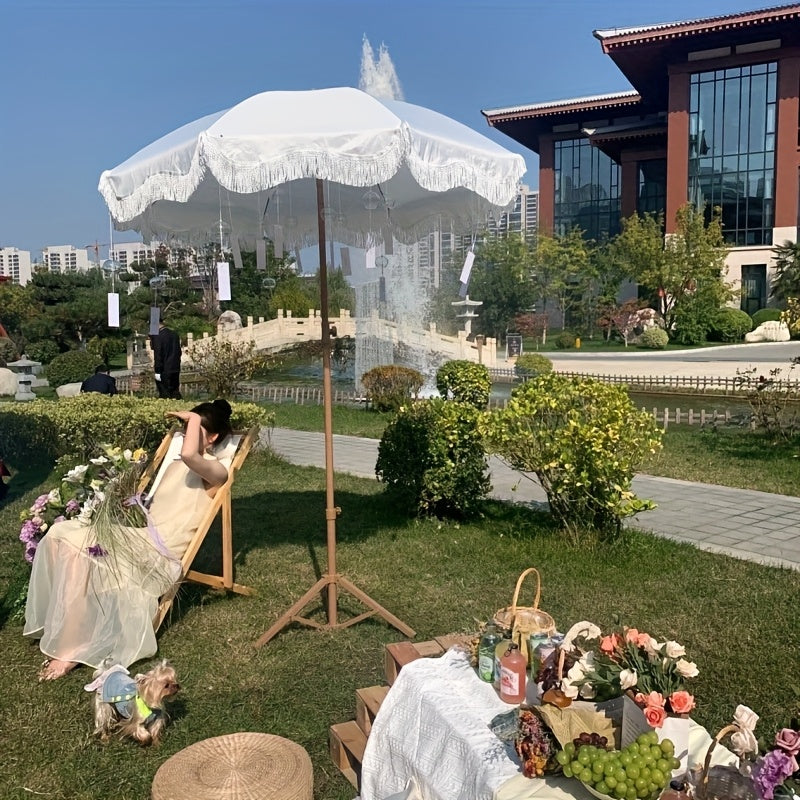 Adjustable Heavy-Duty Umbrella Outdoor Umbrella with Adjustable Canopy & Height