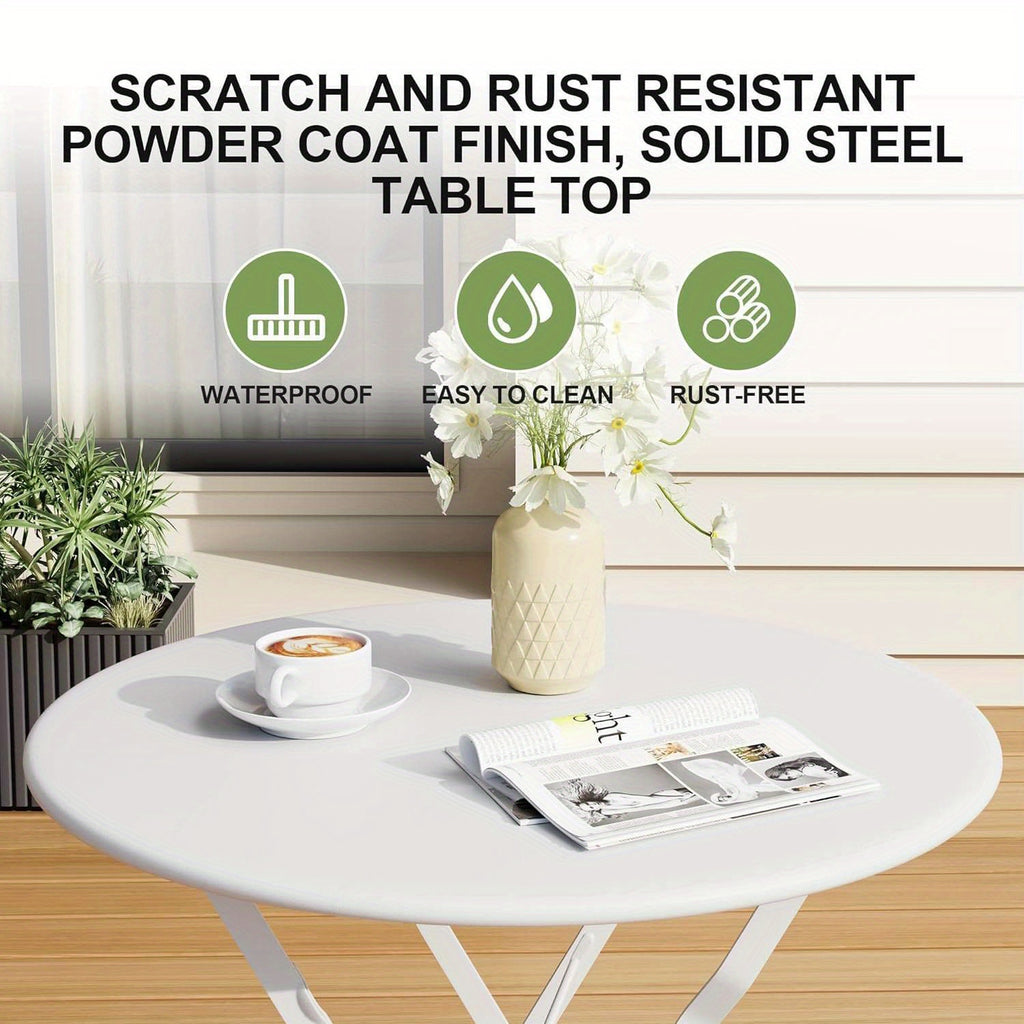 EuKer Outdoor 3pcs Patio Dining table and chairs Sets with Round Table