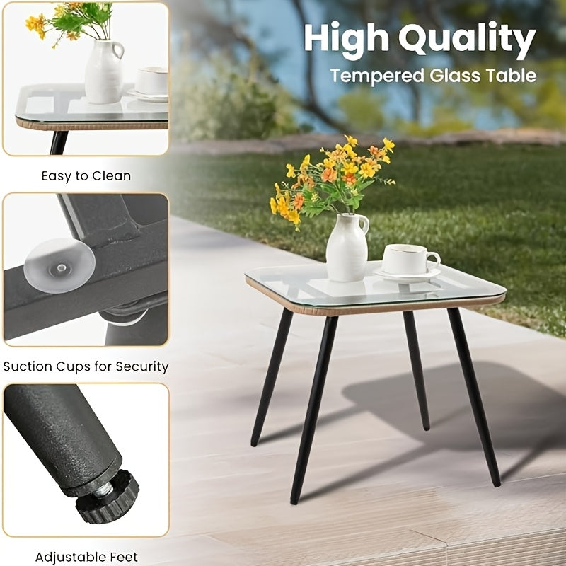 5pcs Outdoor PE Rattan Furniture Set with 2 Footstools And Coffee Table - Weather Resistant Rattan Sofa Set for Garden, Balcony, Backyard (Easy to Assemble), Patio Sofa Set, Balcony Furniture, Sectional Patio Furniture, Backyard Furniture