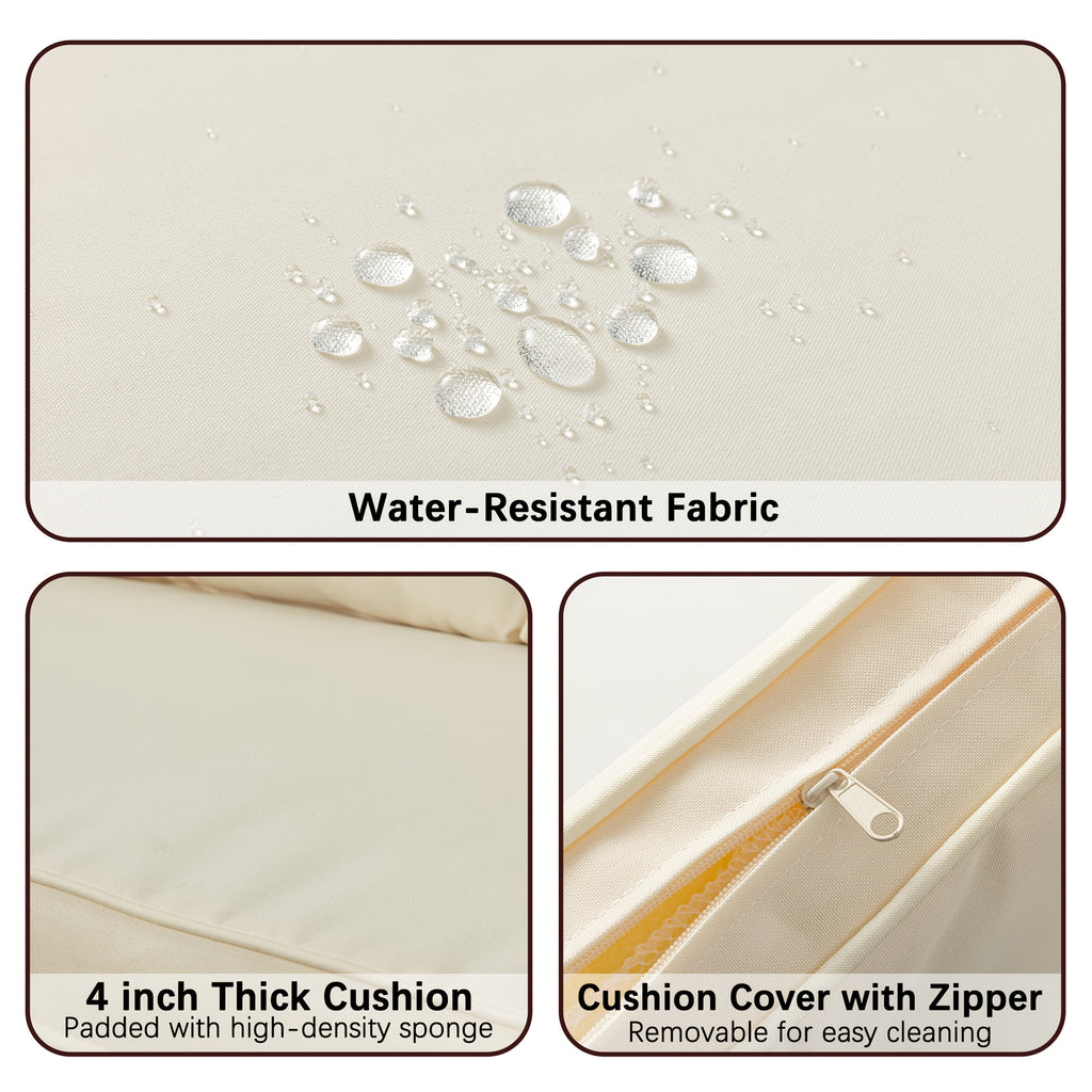 Outdoor Couch, All Weather Patio Sofa with Acacia Wood Legs