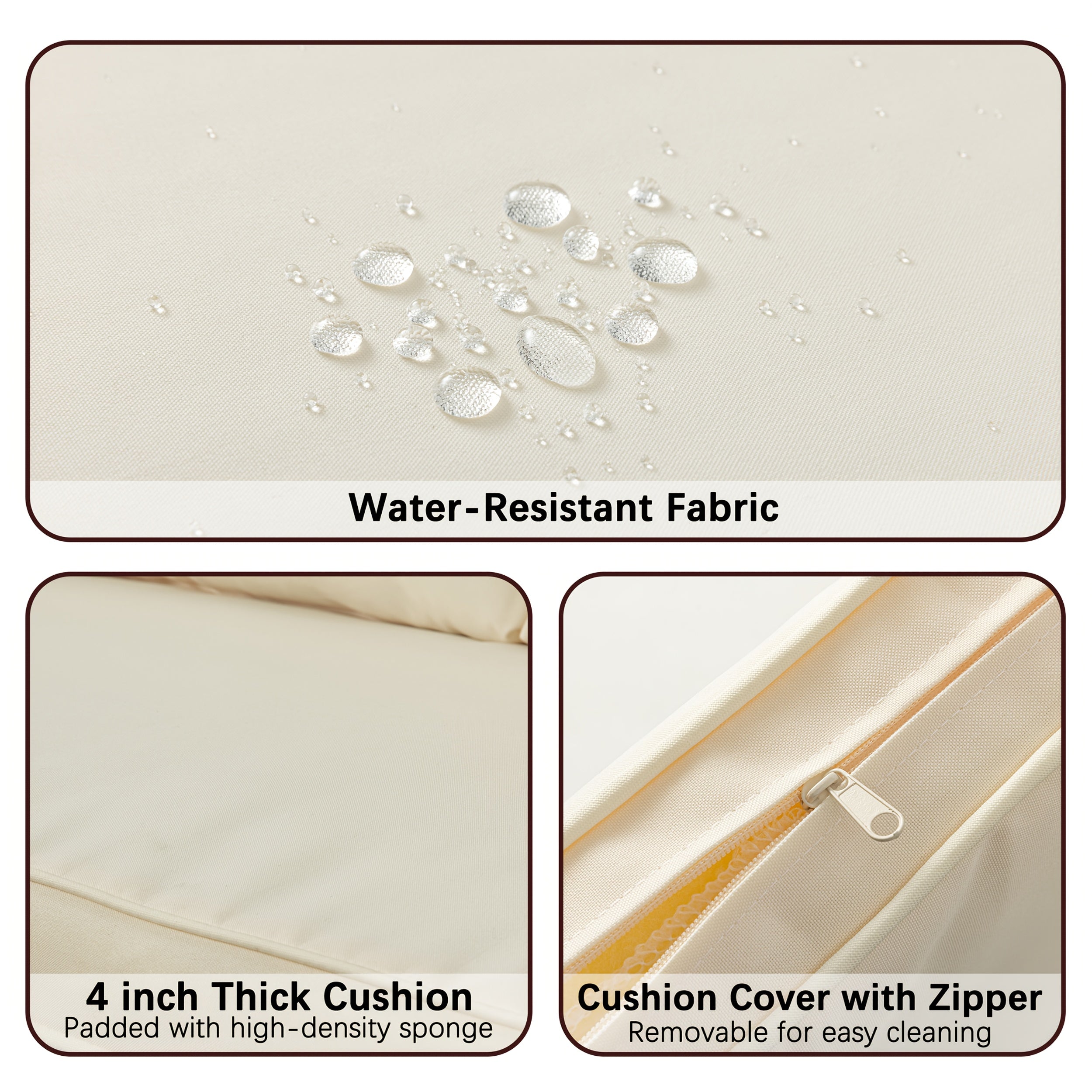 Outdoor Couch, All Weather Patio Sofa with Acacia Wood Legs