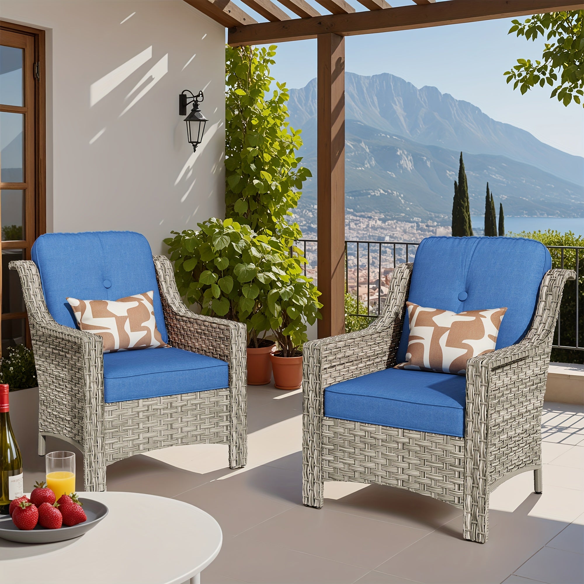 Premium PE Wicker & Steel Outdoor Patio Furniture Set with UV-Resistant Cushions