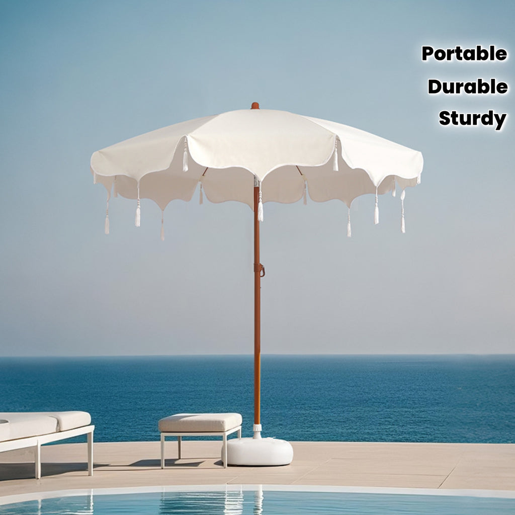 1pc Bohemian Style Tassel Sunshade Umbrella - Adjustable