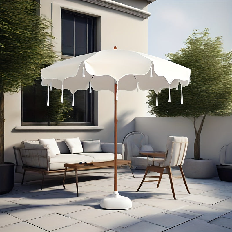 1pc Bohemian Style Tassel Umbrella with Metal Frame & Thick Fabric Canopy