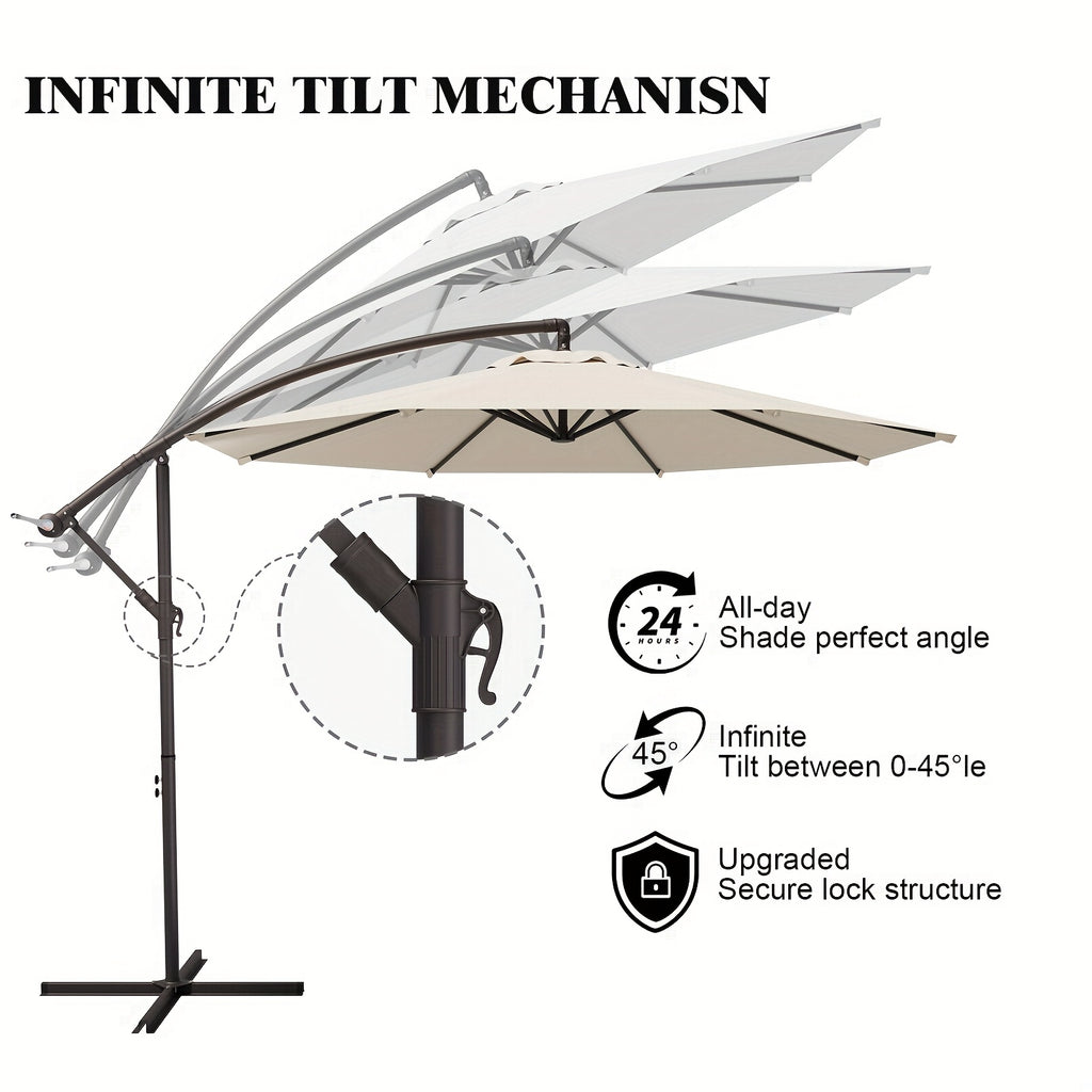 10-Foot Outdoor Patio Umbrella, Cantilever Style, Perfect for Gardens, Markets