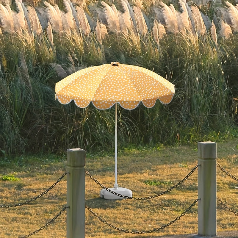 1 Portable Yellow and White Striped Sun Umbrella\u002FWindproof
