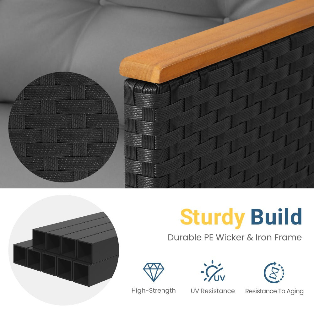 RoyalCraft 3pcs Outdoor Patio Furniture Set - L-Shaped Sectional with Storage Table & Cushions