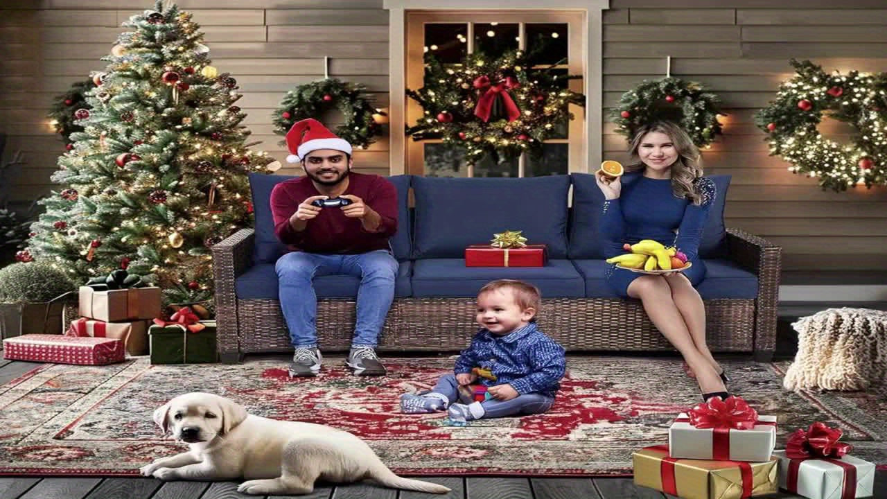 3pcs Patio Furniture Set, All-Weather Wicker Outdoor Sofa with Cushions