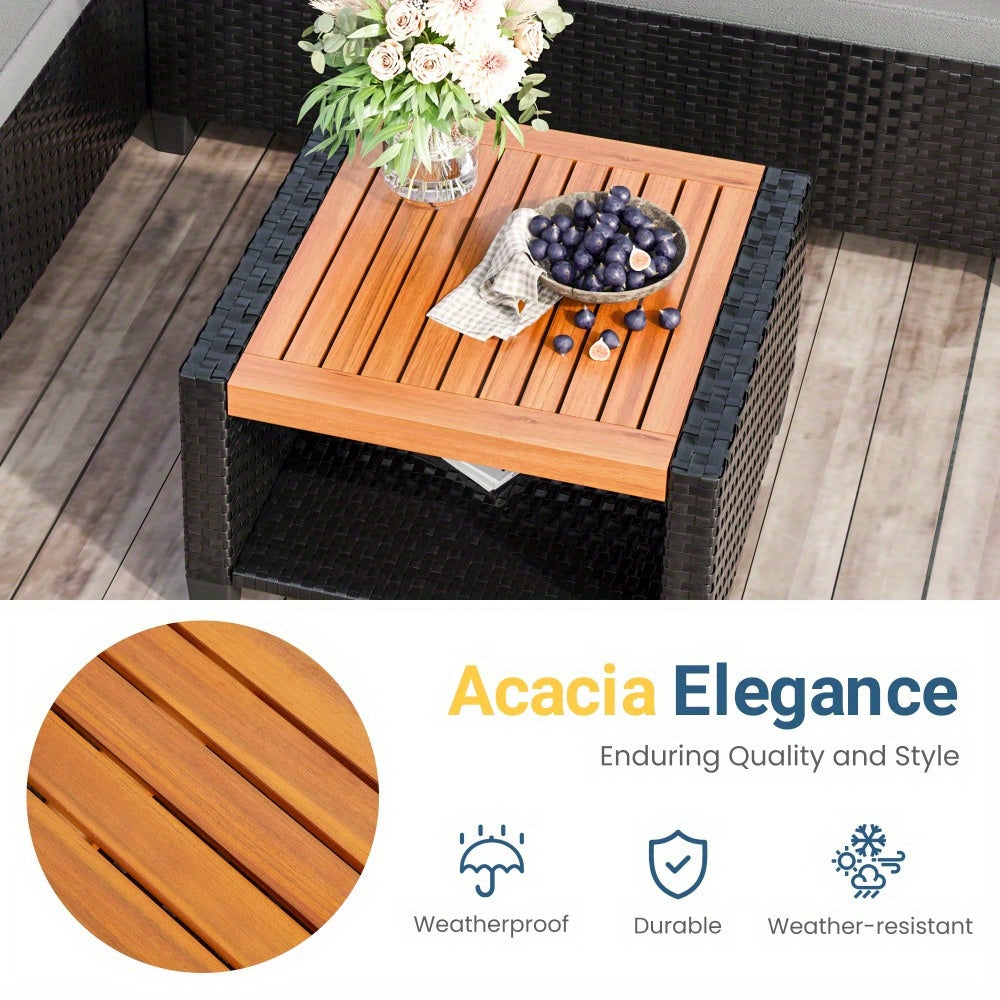 RoyalCraft 3pcs Outdoor Patio Furniture Set - L-Shaped Sectional with Storage Table & Cushions