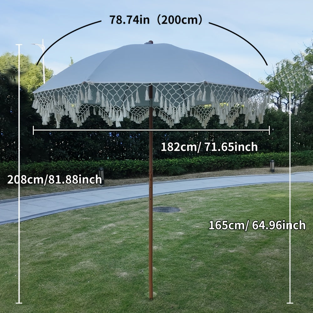 Beach Umbrella, Garden Shade Bohemian White Outdoor Canopy