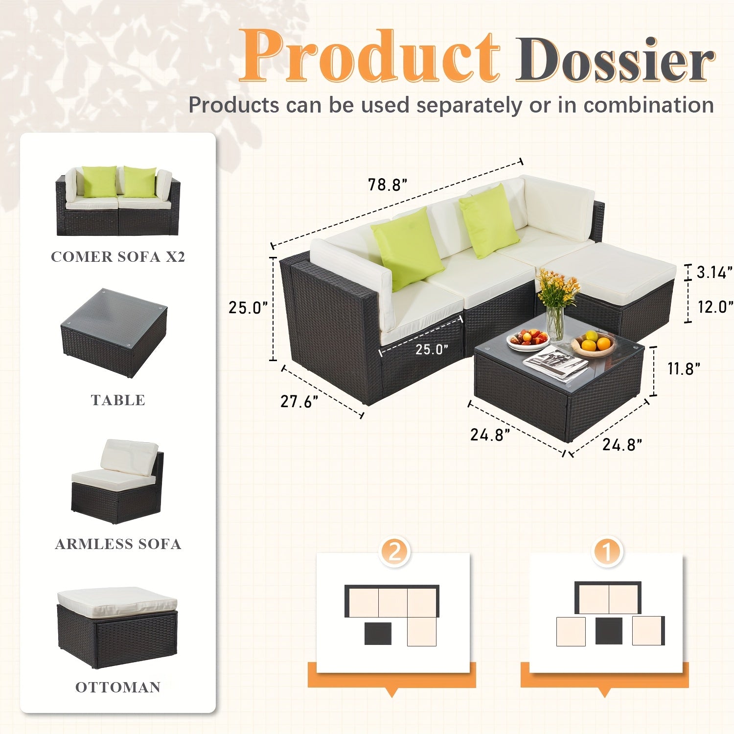 5\u002F3\u002F2- Piece Outdoor Patio Furniture Set