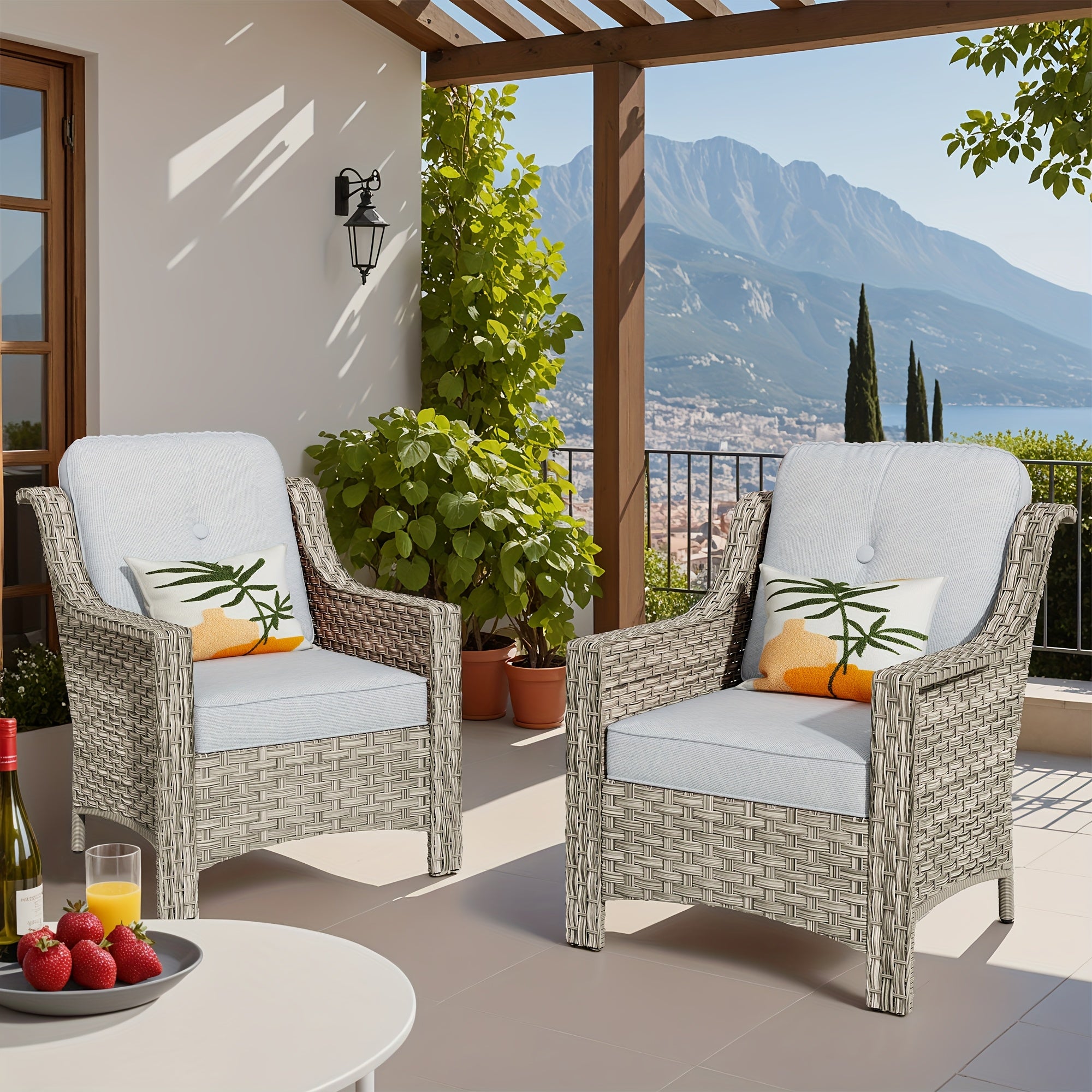 Premium PE Wicker & Steel Outdoor Patio Furniture Set with UV-Resistant Cushions