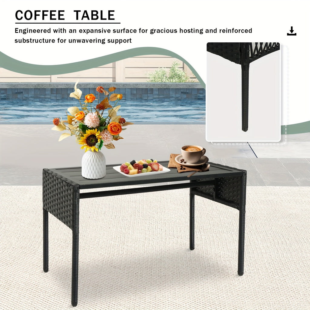 4pcs Outdoor Patio Furniture Set with Cushions & Coffee Table