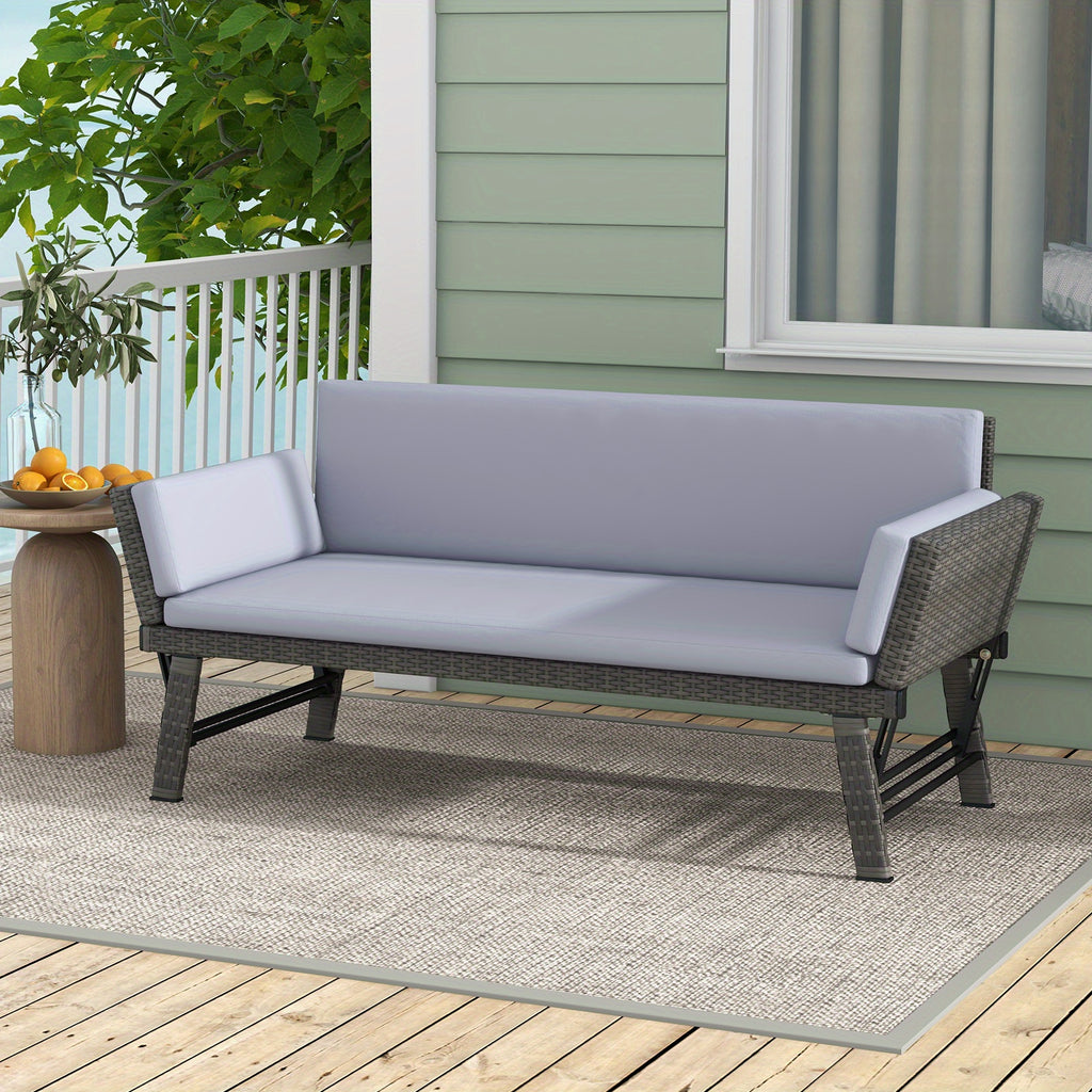 Outdoor Convertible Sofa LIFEZEAL Outdoor Convertible Sofa Daybed with Adjustable Armrests