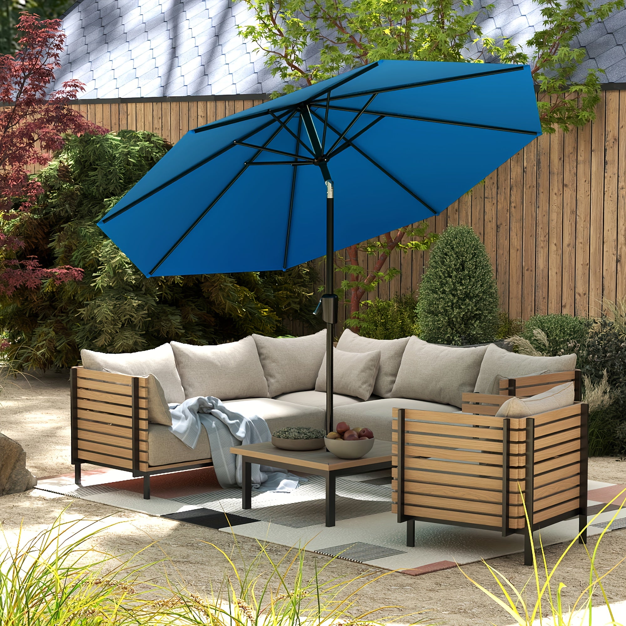 9ft\u002F10F.Outdoor Patio Umbrella. Ideal for Table Or Beach, Push Button Tilt