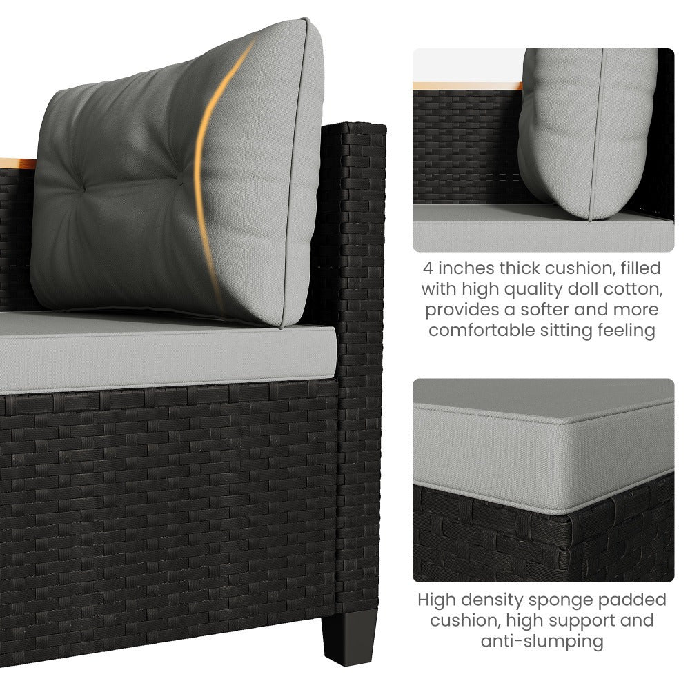 RoyalCraft 3pcs Outdoor Patio Furniture Set - L-Shaped Sectional with Storage Table & Cushions