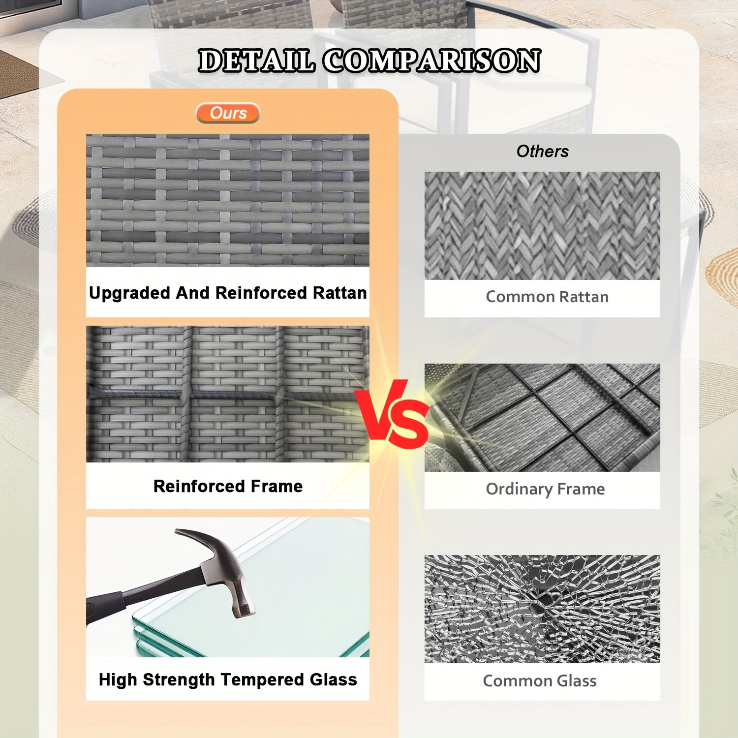 Outdoor Rattan Furniture Set Consisting of Three Pieces, Featuring Two Cushioned Chairs