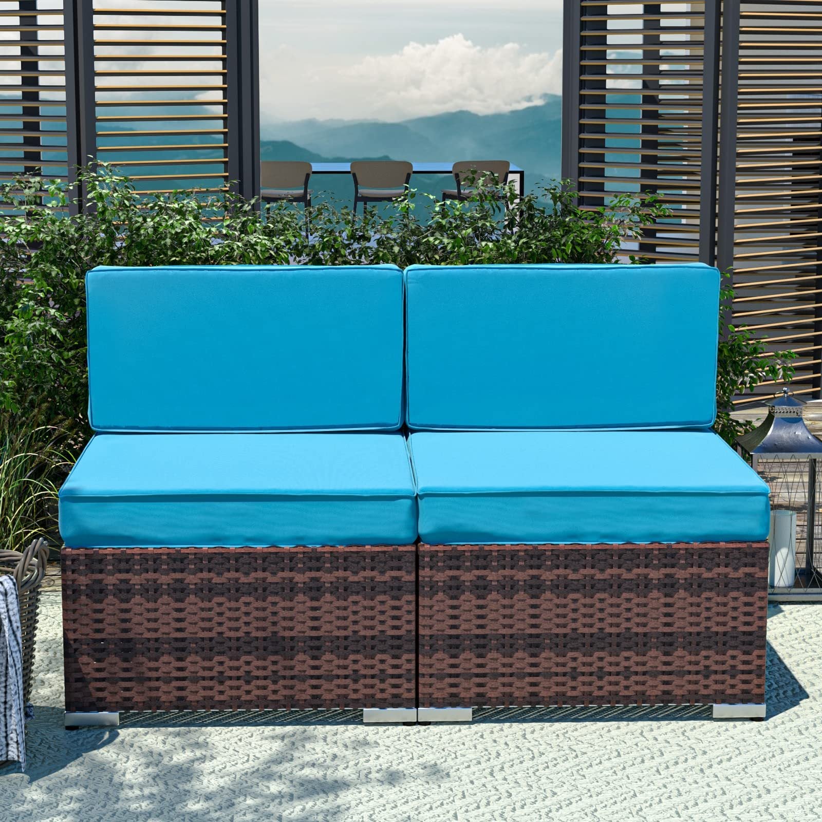 YOUDENOVA 5pcs Outdoor Sectional Sofa with Tea Table and Ottoman