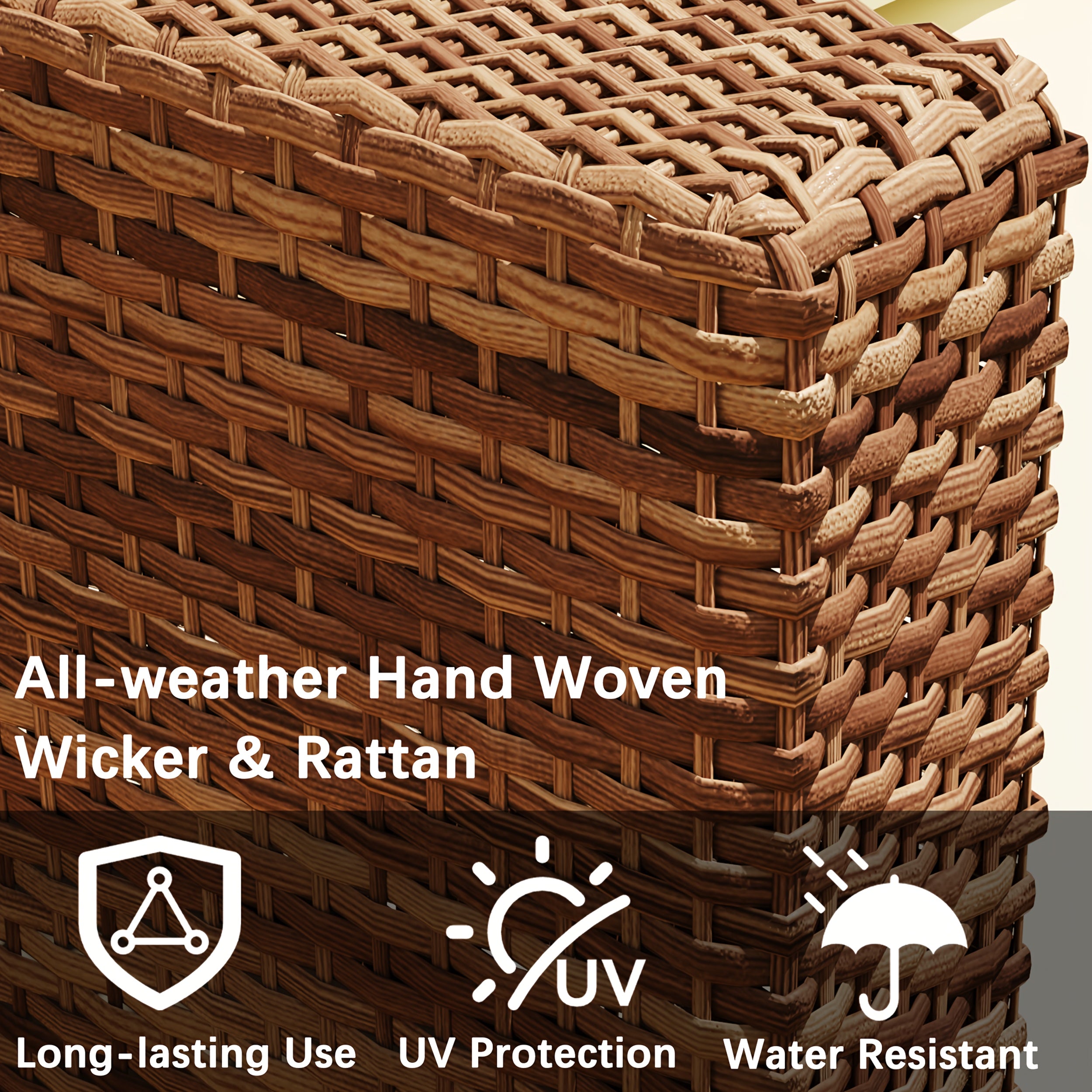 Outdoor Couch, All Weather Patio Sofa with Acacia Wood Legs