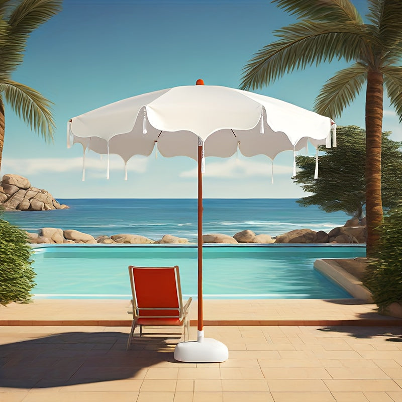 1pc Bohemian Style Tassel Umbrella with Metal Frame & Thick Fabric Canopy