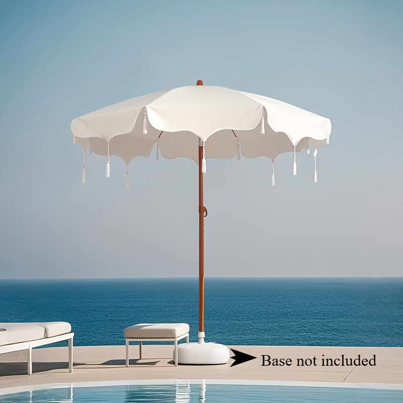 1pc Bohemian Style Tassel Sunshade Umbrella - Adjustable