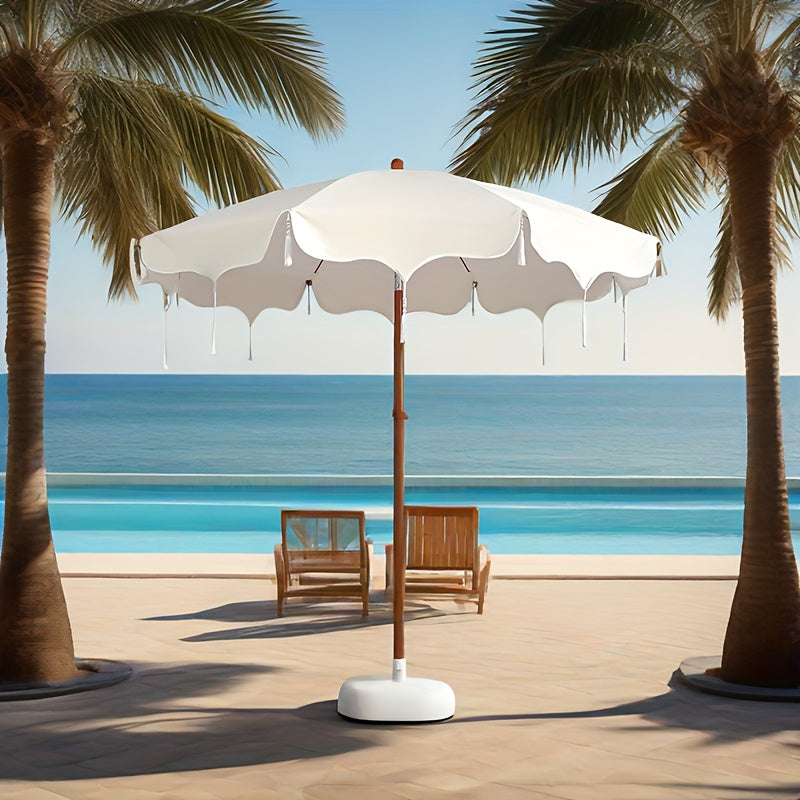 1pc Bohemian Style Tassel Umbrella with Metal Frame & Thick Fabric Canopy