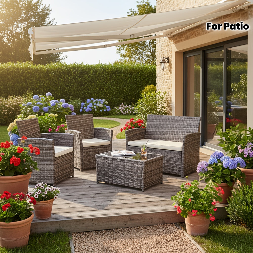 4pcs Rattan Sofa Set | Outdoor Furniture Conversation Set