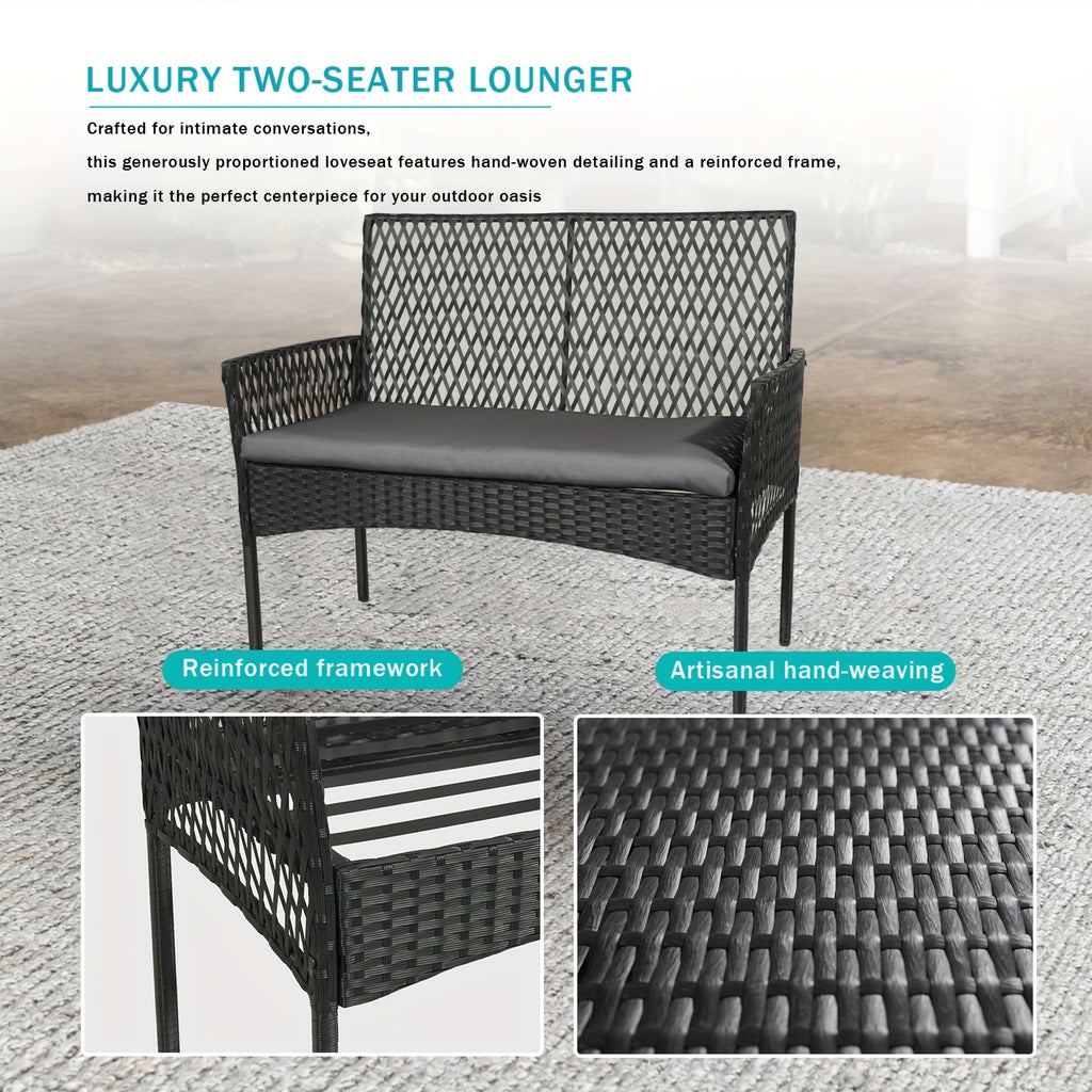 4pcs Outdoor Patio Furniture Set with Cushions & Coffee Table