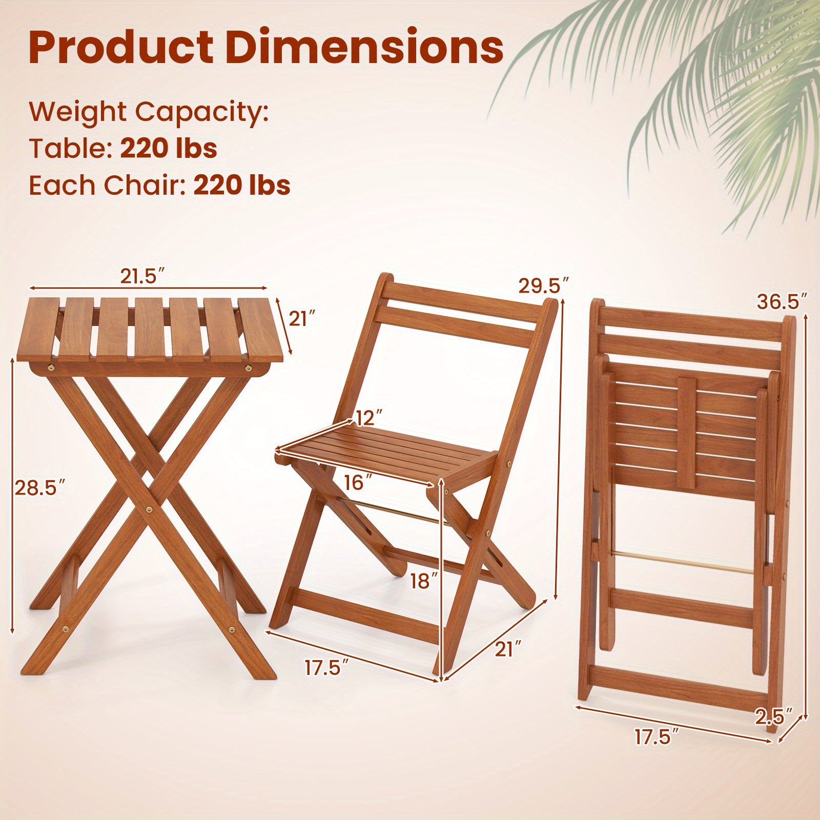 LIFEZEAL Outdoor Wood Bistro Set