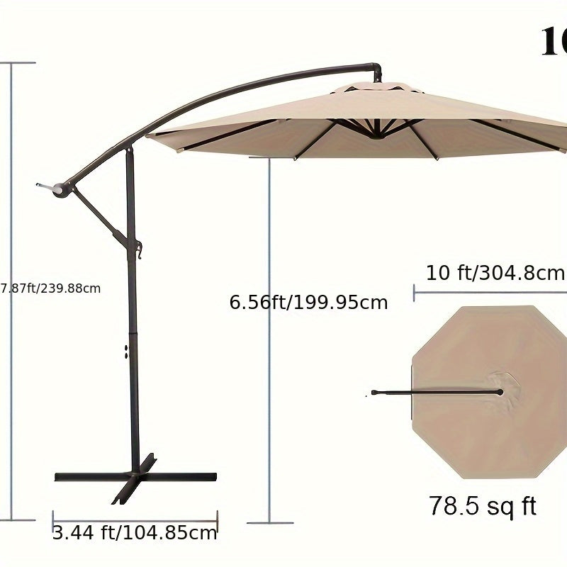 10-Foot Outdoor Patio Umbrella, Cantilever Style, Perfect for Gardens, Markets