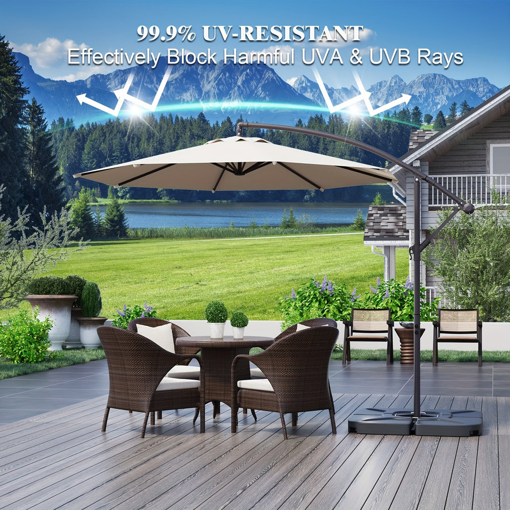 10-Foot Outdoor Patio Umbrella, Cantilever Style, Perfect for Gardens, Markets