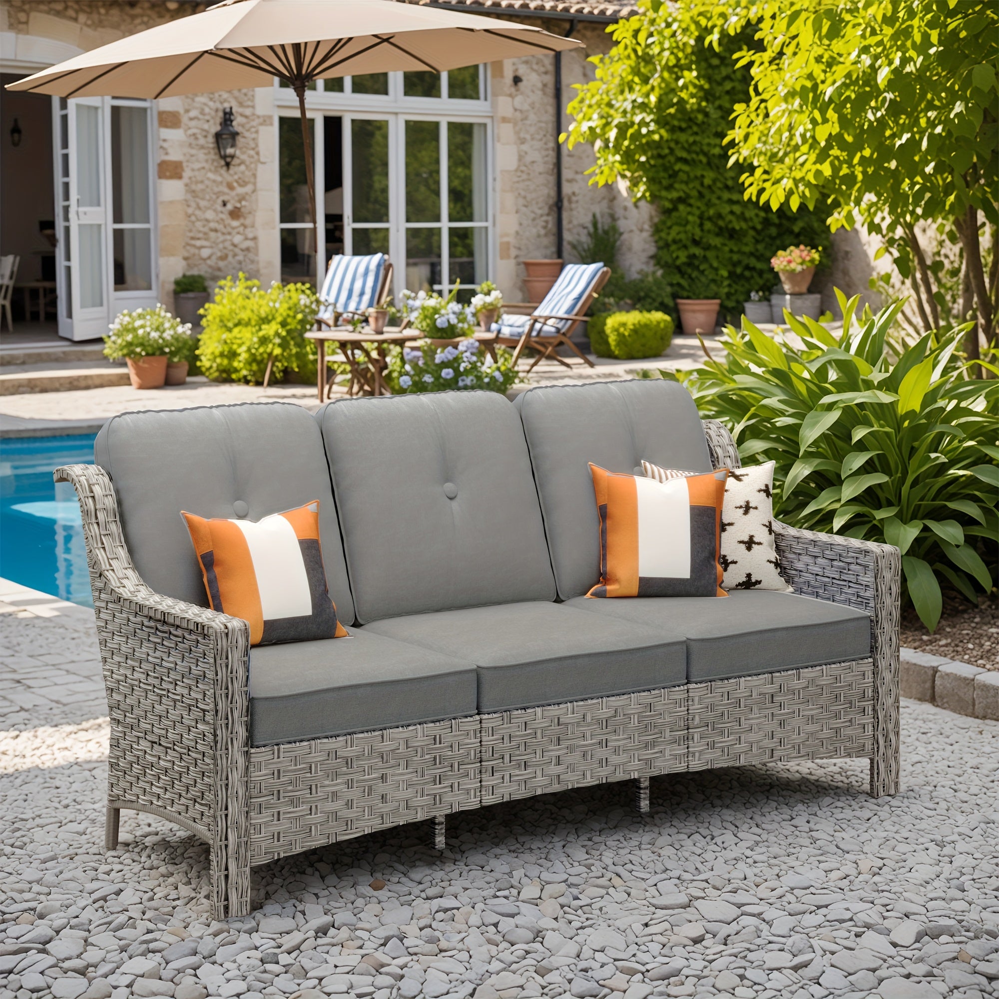 Premium PE Wicker & Steel Outdoor Patio Furniture Set with UV-Resistant Cushions