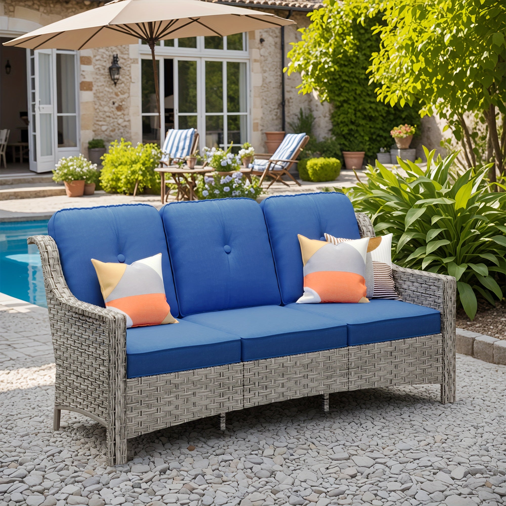 Premium PE Wicker & Steel Outdoor Patio Furniture Set with UV-Resistant Cushions