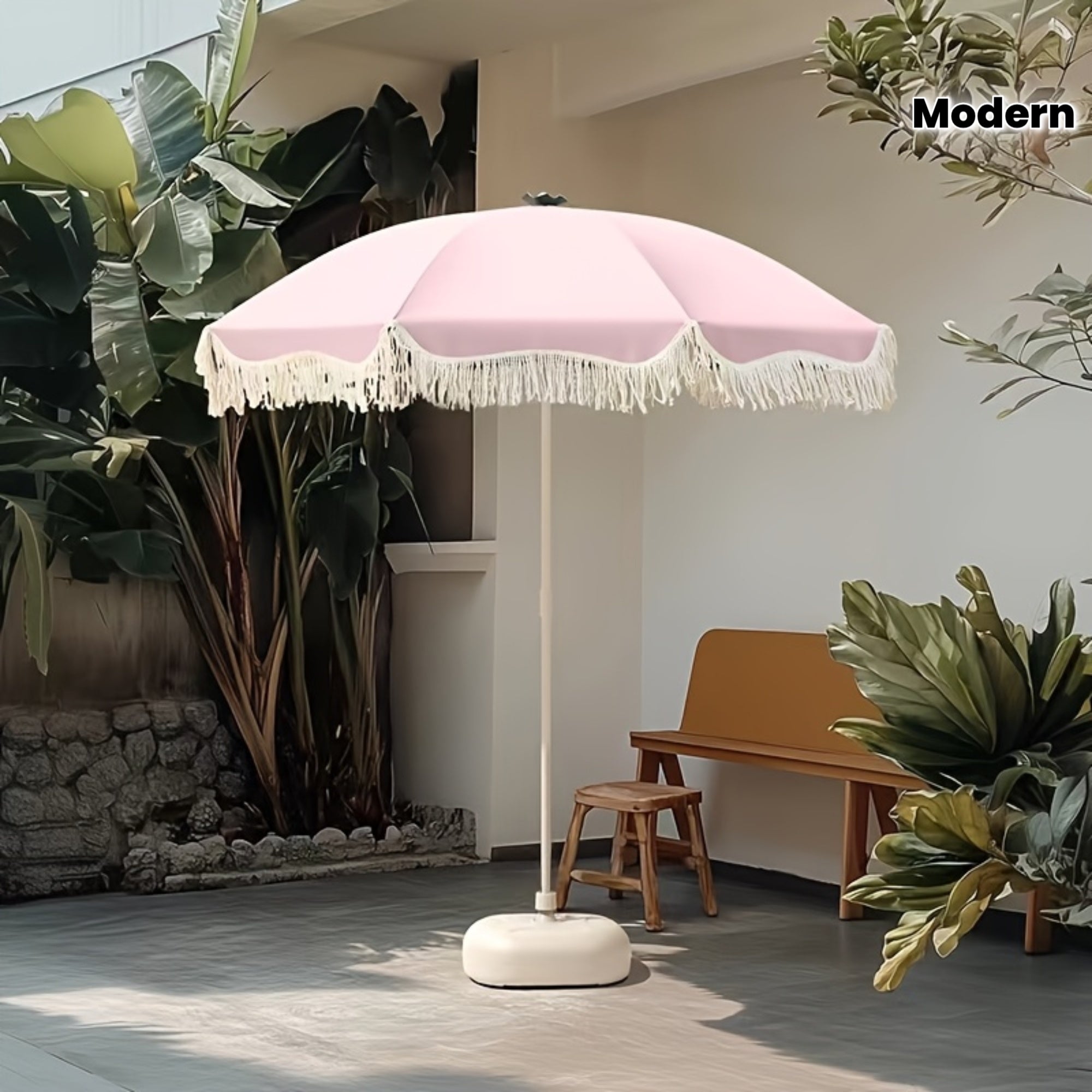 1pc Modern Outdoor Umbrella with Adjustable Height - Lightweight Portable Shade Canopy