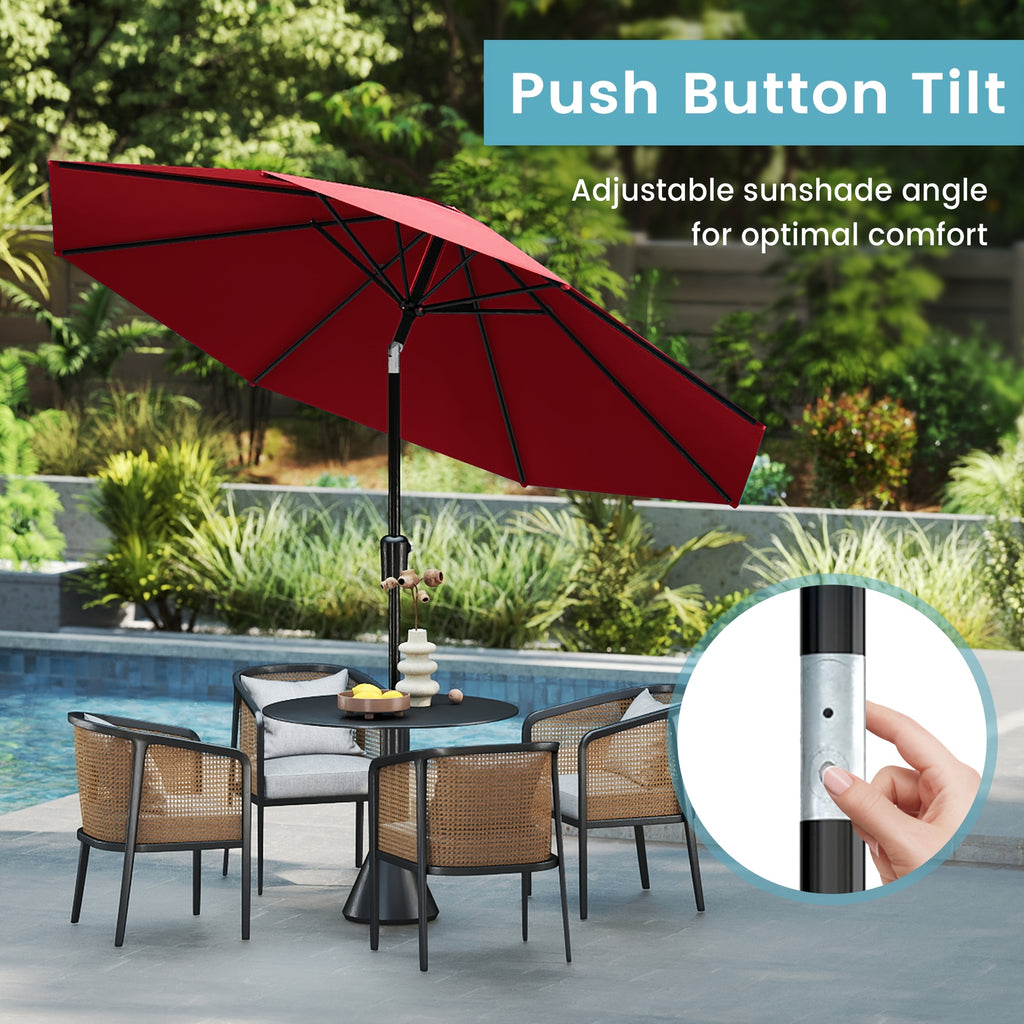 9ft\u002F10F.Outdoor Patio Umbrella. Ideal for Table Or Beach, Push Button Tilt