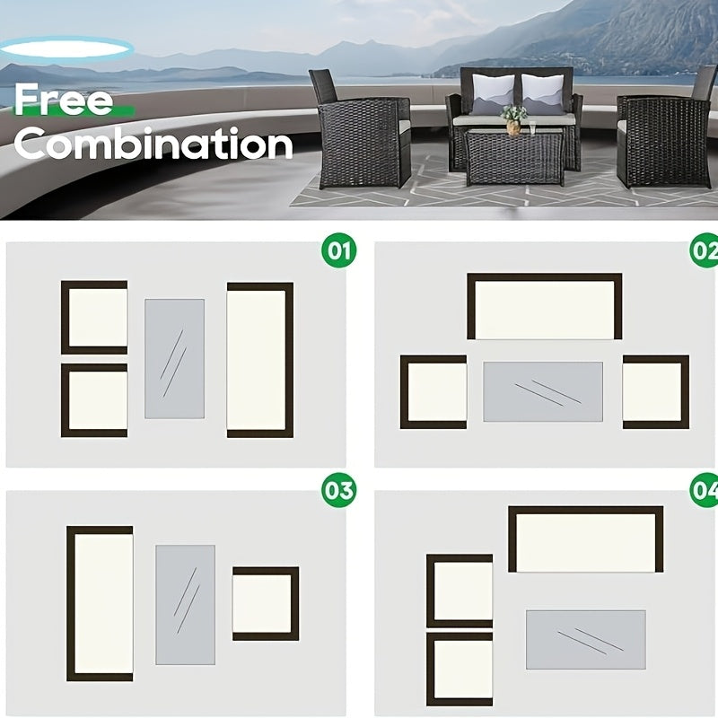 4pcs Rattan Sofa Set | Outdoor Furniture Conversation Set