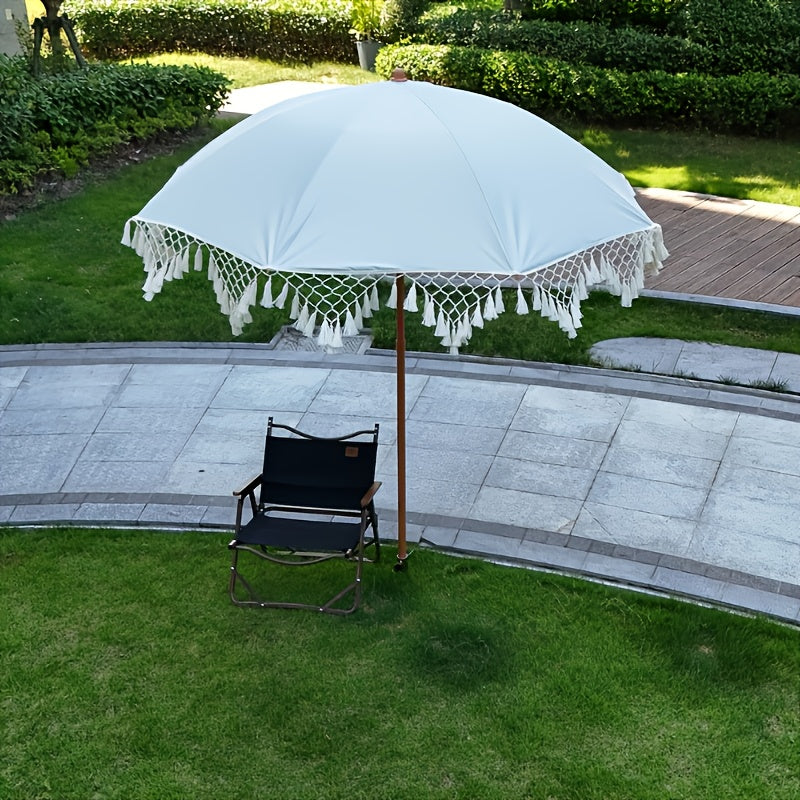 1 Bohemian Style Outdoor Sun Umbrella - Adjustable Height & Tilt Angle