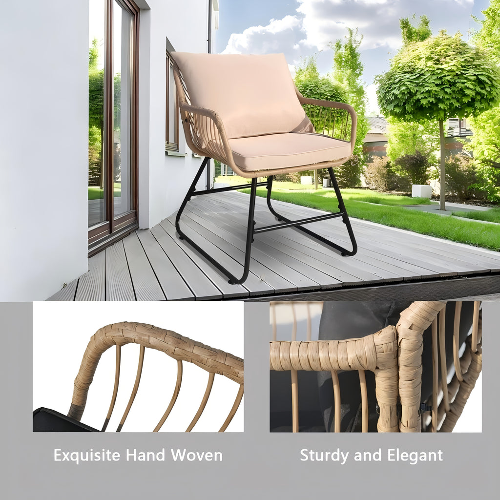 Patio Conversation Sofa Set with Table & Cushions Porch Furniture for Deck Balcony Backyard