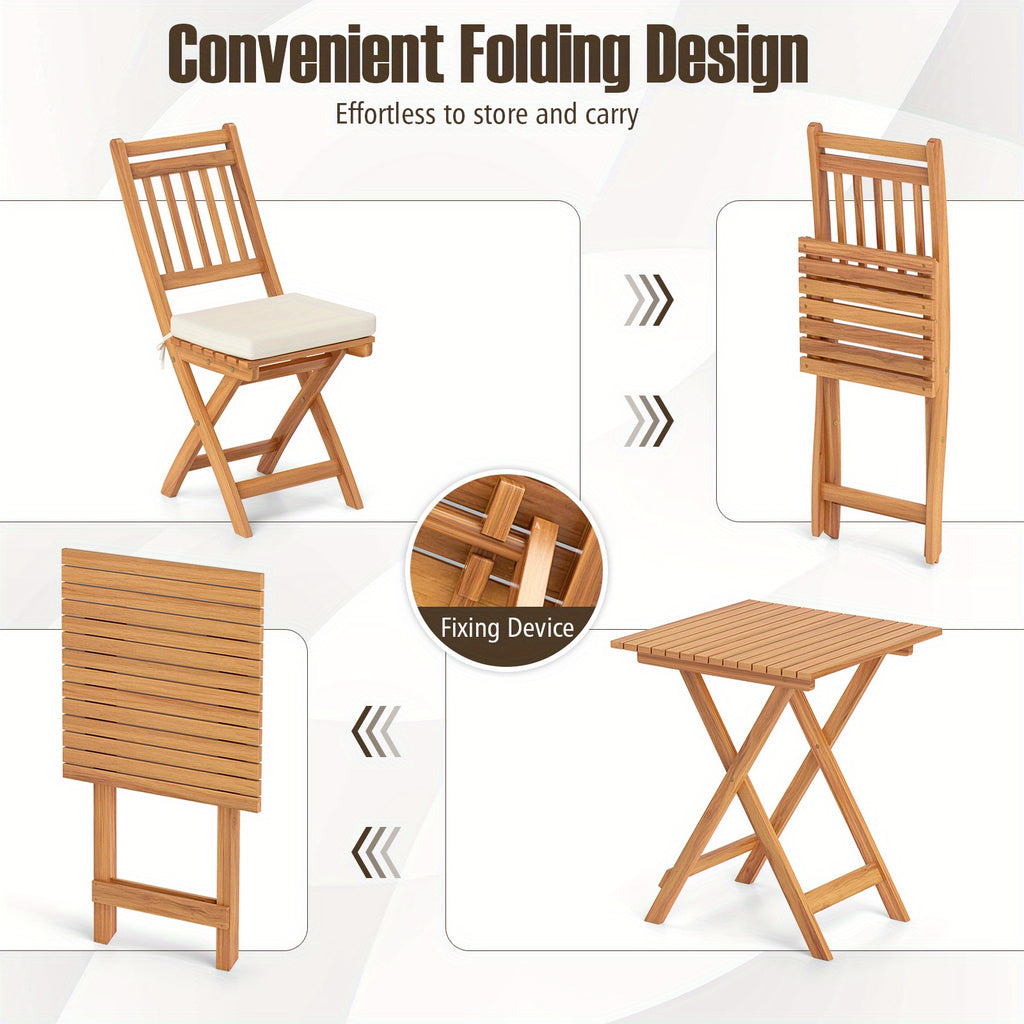 COSTWAY Outdoor Wooden Bistro Set