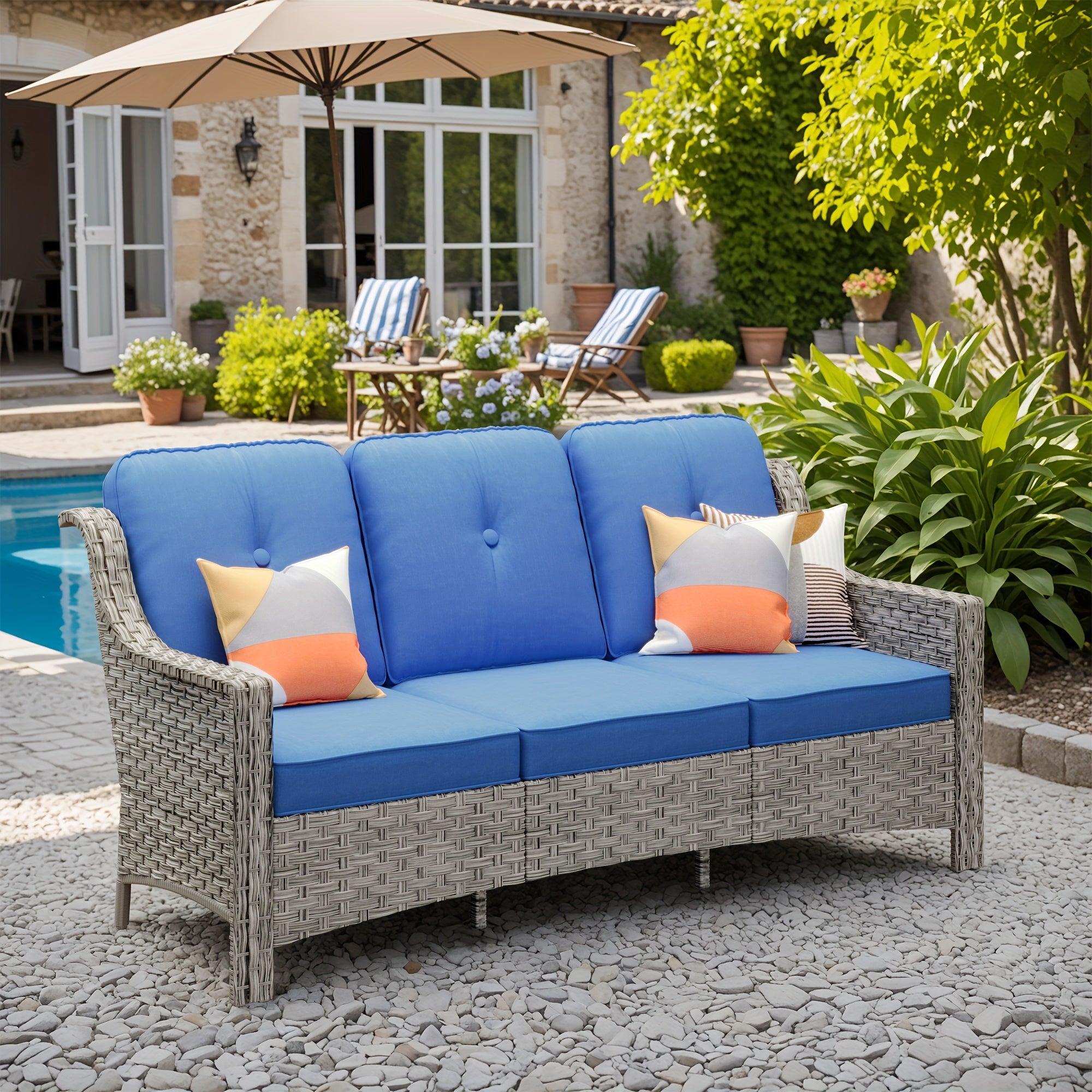 Premium PE Wicker & Steel Outdoor Patio Furniture Set with UV-Resistant Cushions