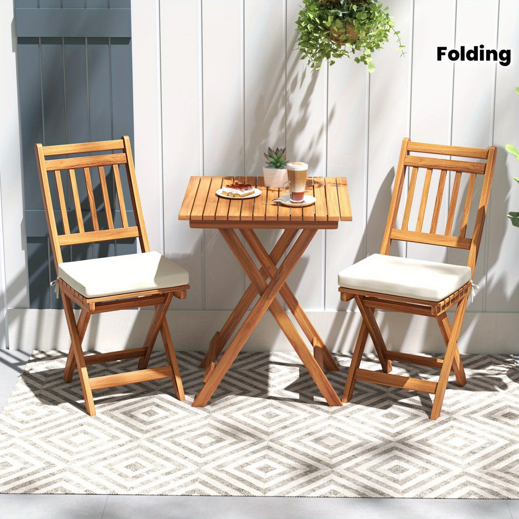COSTWAY Outdoor Wooden Bistro Set