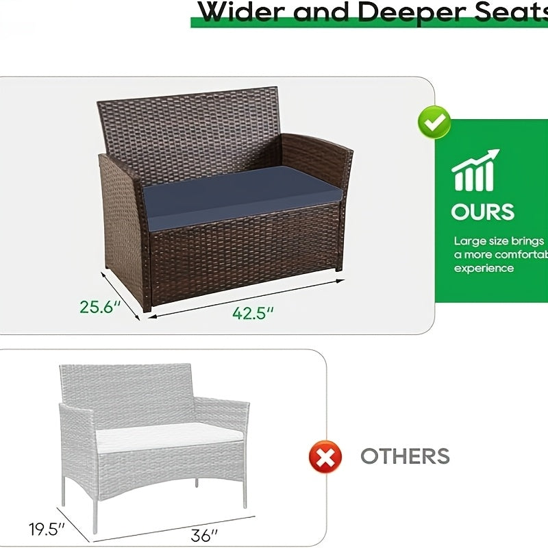 4pcs Rattan Sofa Set | Outdoor Furniture Conversation Set