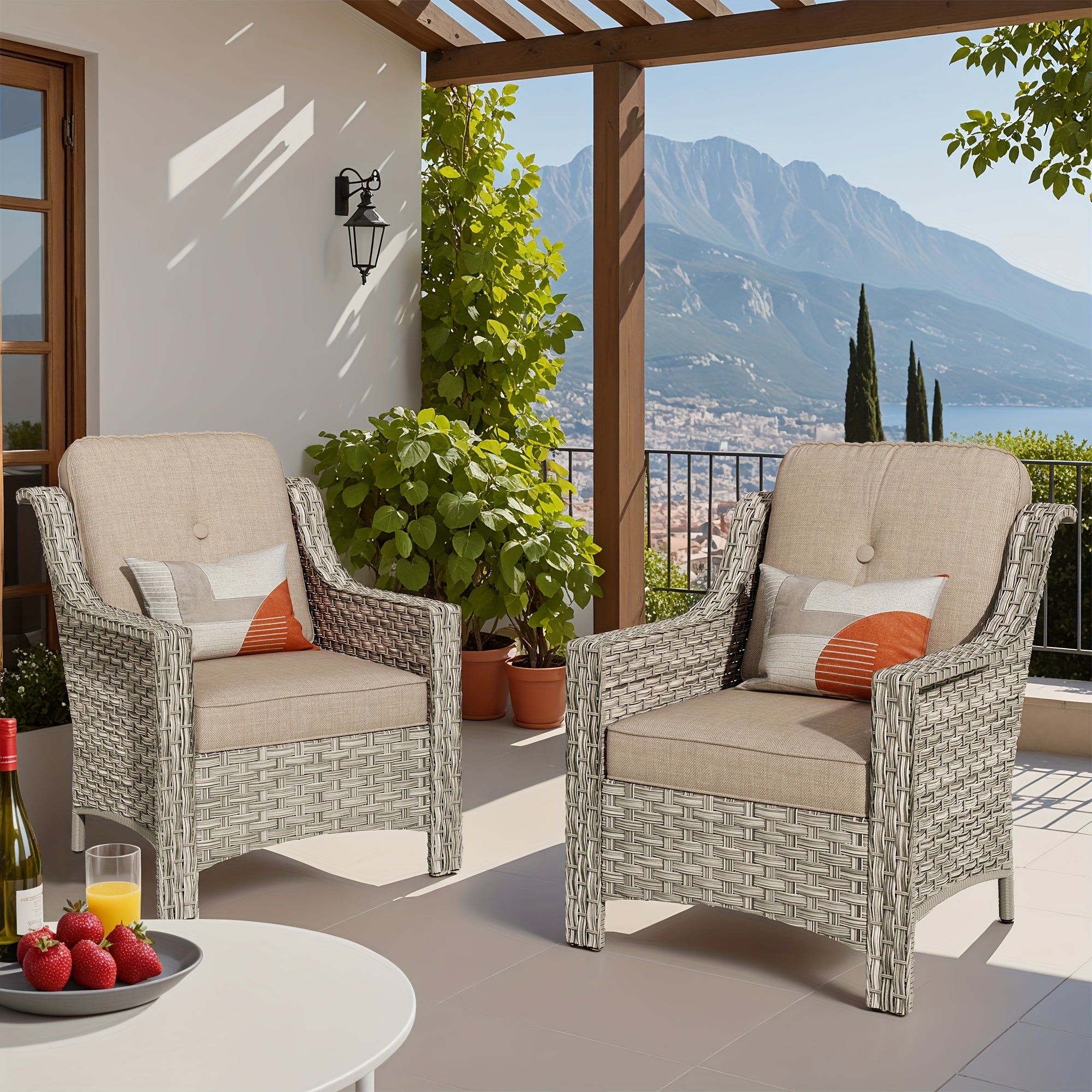 Premium PE Wicker & Steel Outdoor Patio Furniture Set with UV-Resistant Cushions