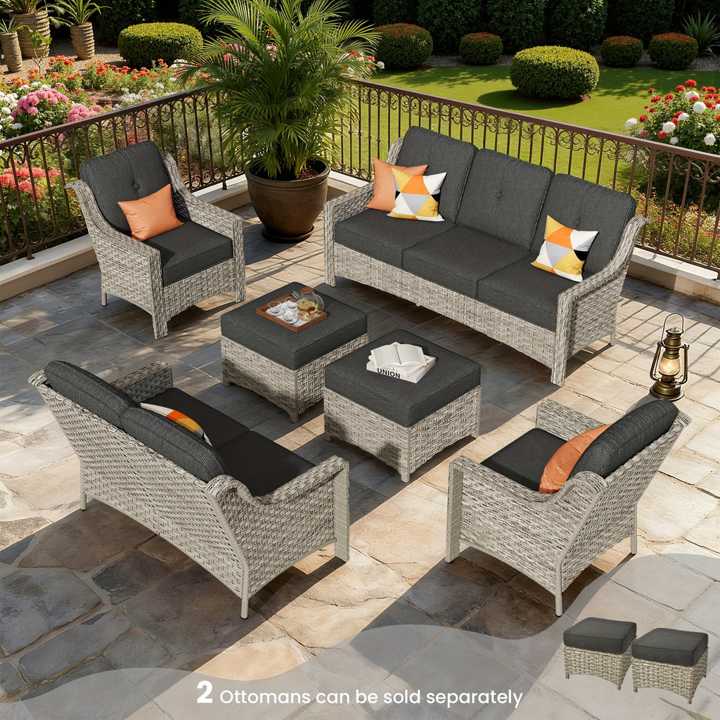 Premium PE Wicker & Steel Outdoor Patio Furniture Set with UV-Resistant Cushions