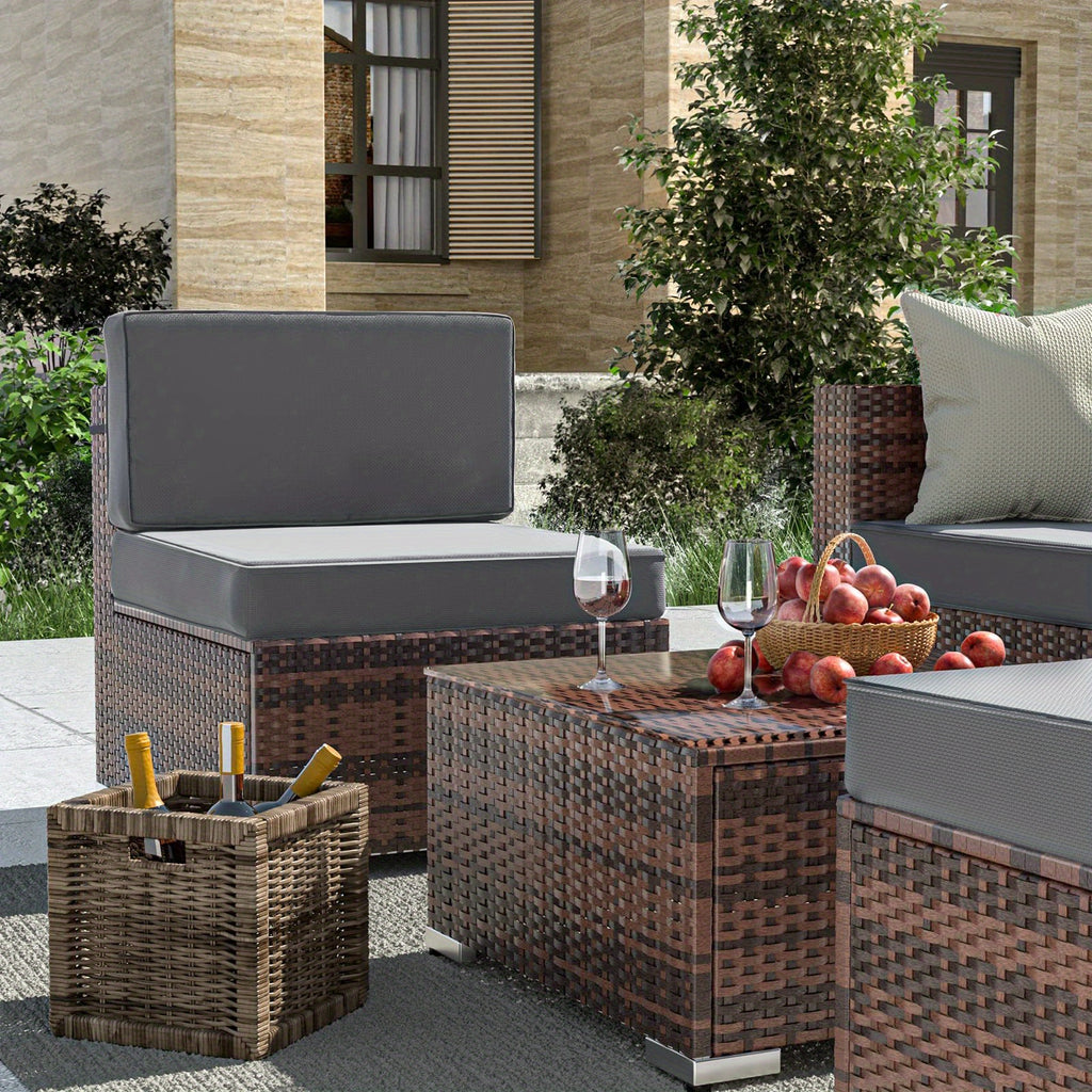 YOUDENOVA 5pcs Outdoor Sectional Sofa with Tea Table and Ottoman